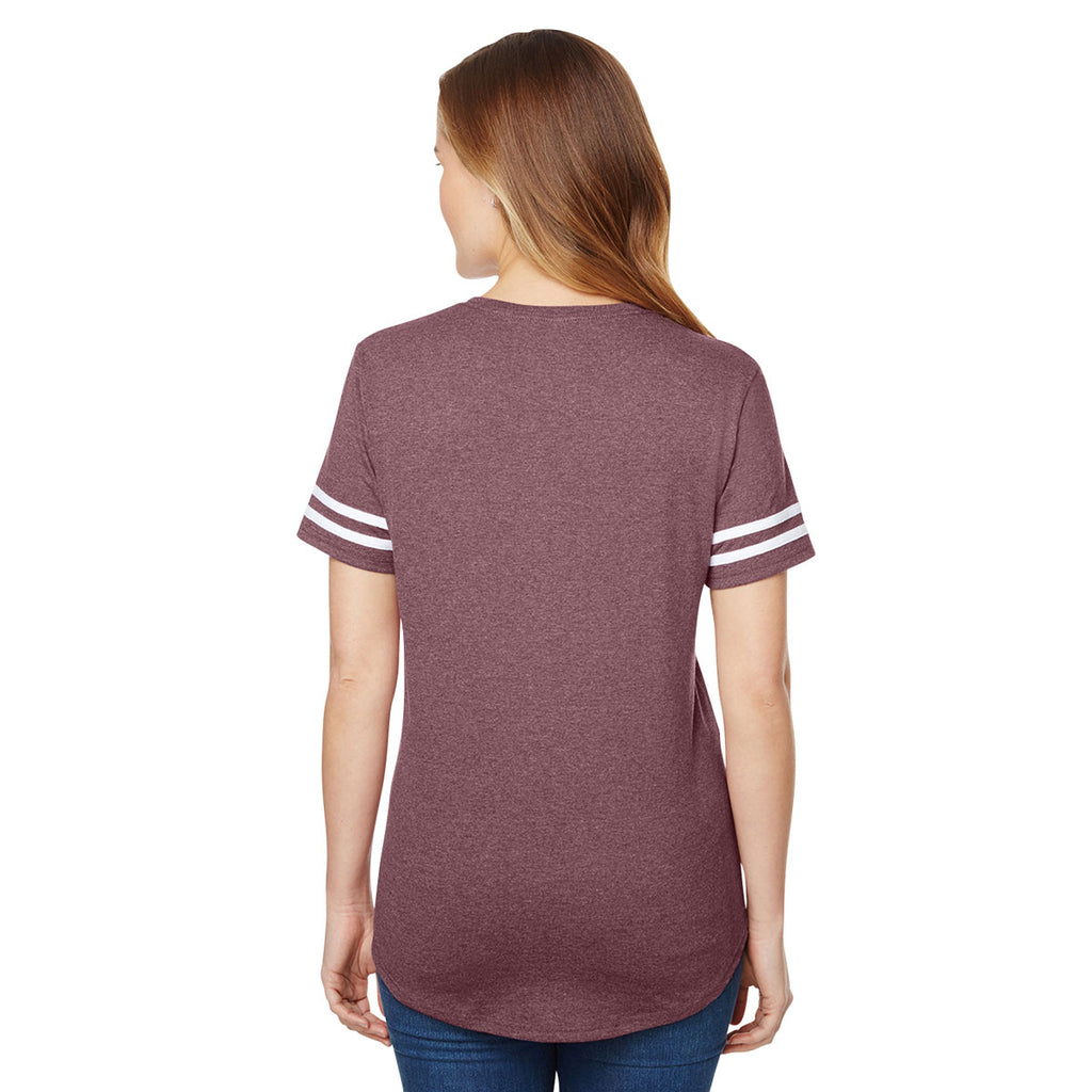 Gildan Women's Heather Maroon/White Heavy Cotton Victory T-Shirt