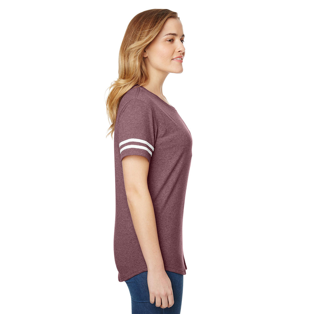 Gildan Women's Heather Maroon/White Heavy Cotton Victory T-Shirt