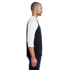 Gildan Unisex Black/White 5.3 oz. 3/4-Raglan Sleeve T-Shirt