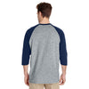 Gildan Unisex Sport Grey/Navy 5.3 oz. 3/4-Raglan Sleeve T-Shirt