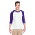 Gildan Unisex White/Purple 5.3 oz. 3/4-Raglan Sleeve T-Shirt