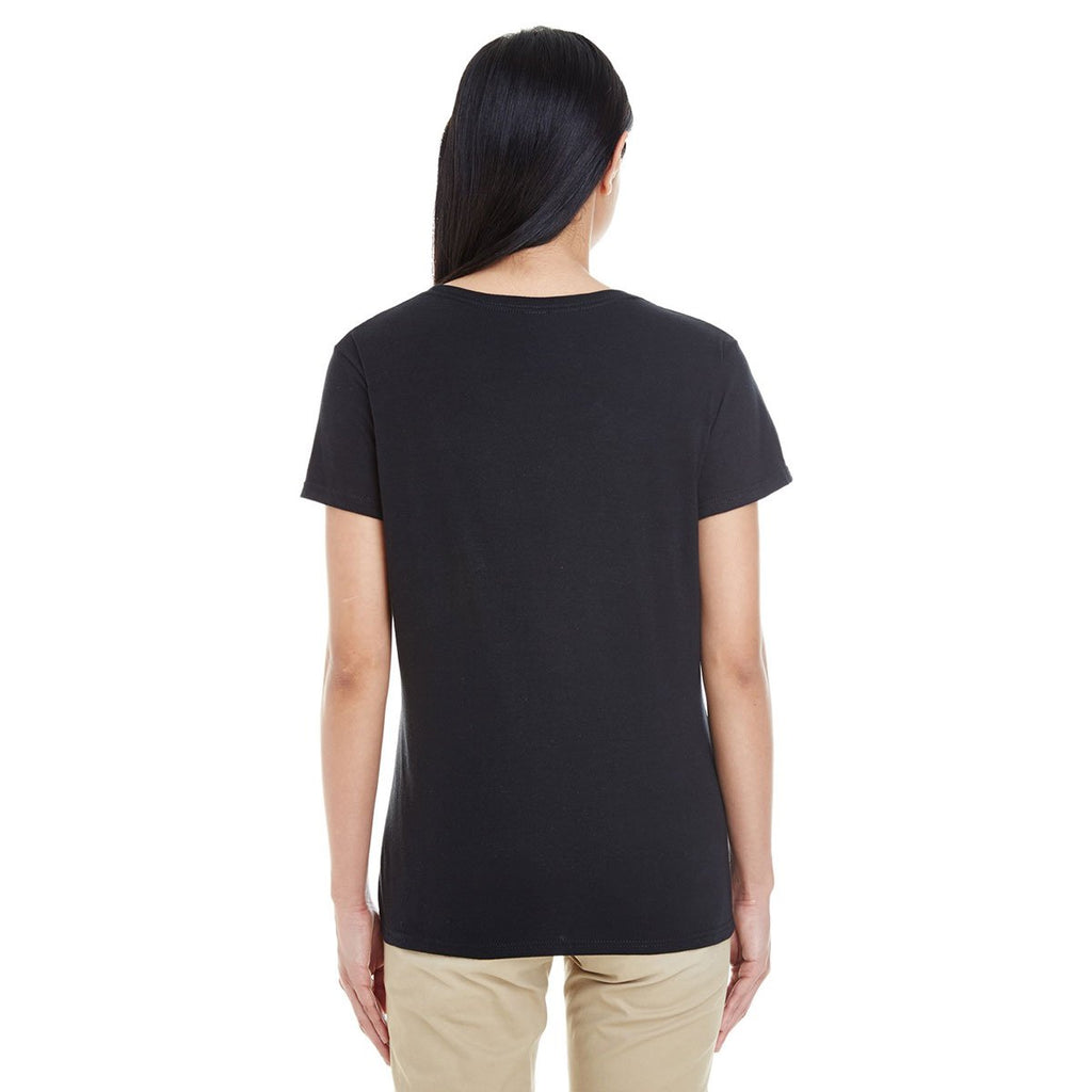 Gildan Women's Black Softstyle 4.5 oz. Deep Scoop T-Shirt