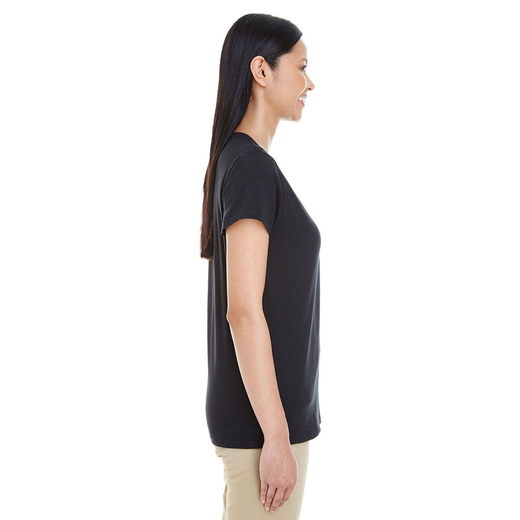 Gildan Women's Black Softstyle 4.5 oz. Deep Scoop T-Shirt