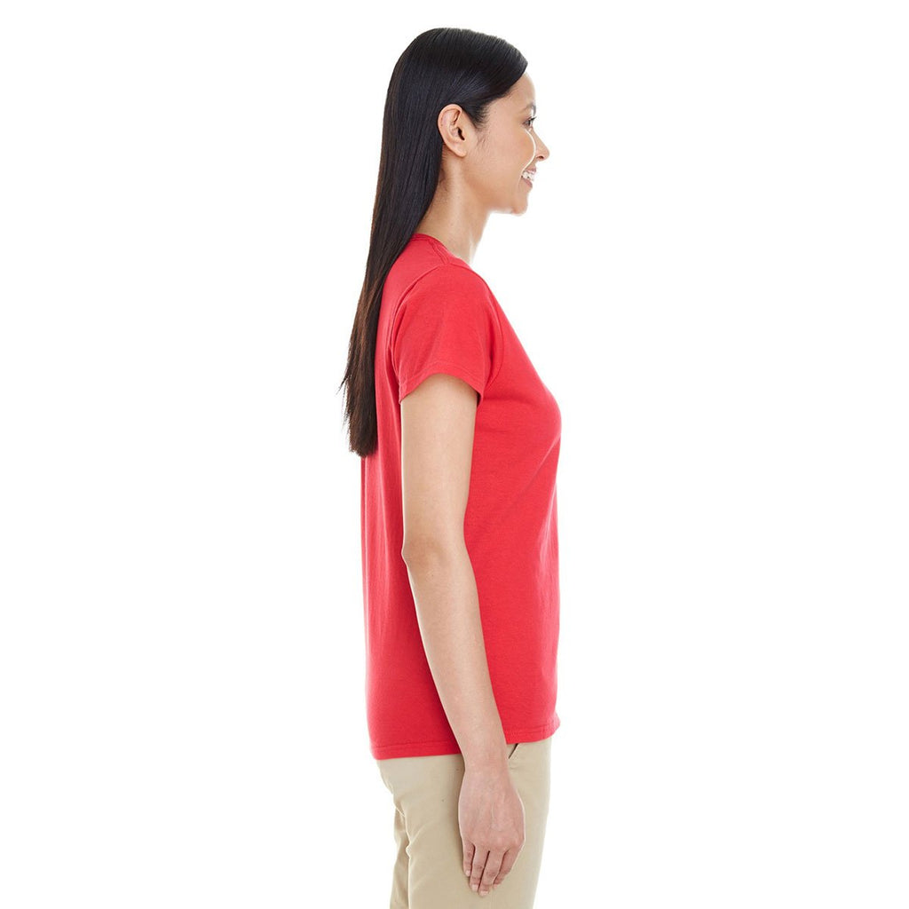 Gildan Women's Red Softstyle 4.5 oz. Deep Scoop T-Shirt