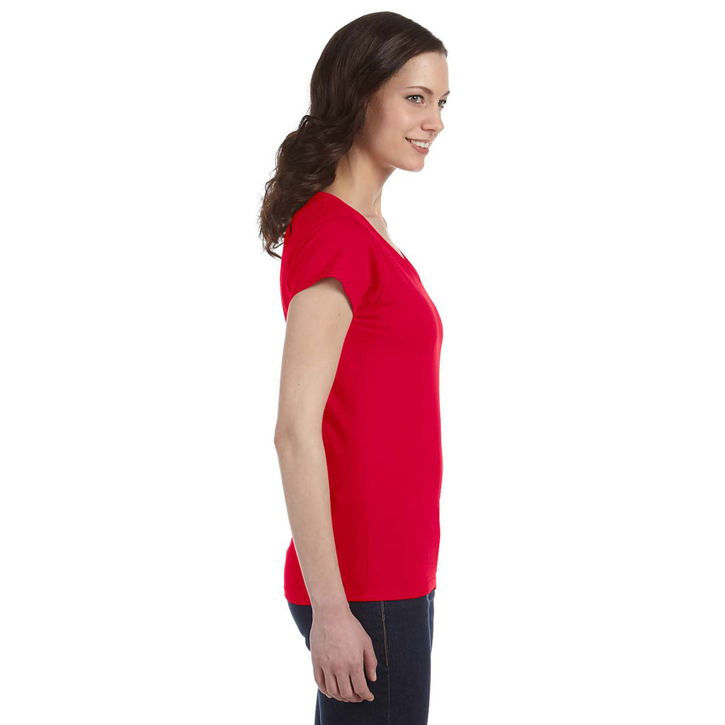 Gildan Women's Cherry Red SoftStyle 4.5 oz. Fitted V-Neck T-Shirt