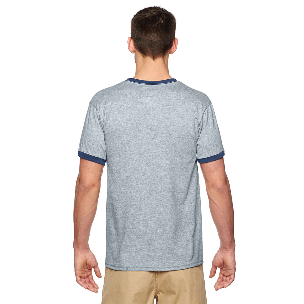 Gildan Unisex Sport Grey/Navy 5.5 oz. Ringer T-Shirt