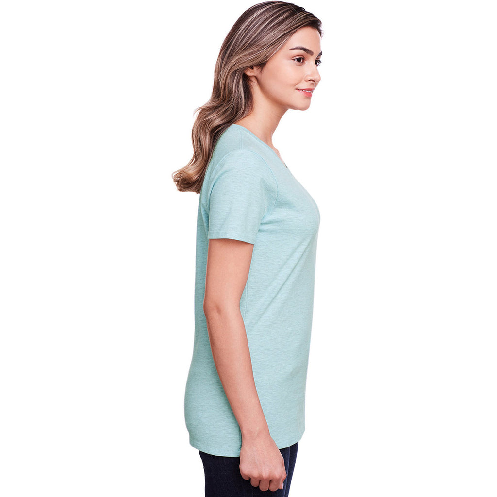 Fruit of the Loom Women's Aqua Velvet Heather ICONIC T-Shirt