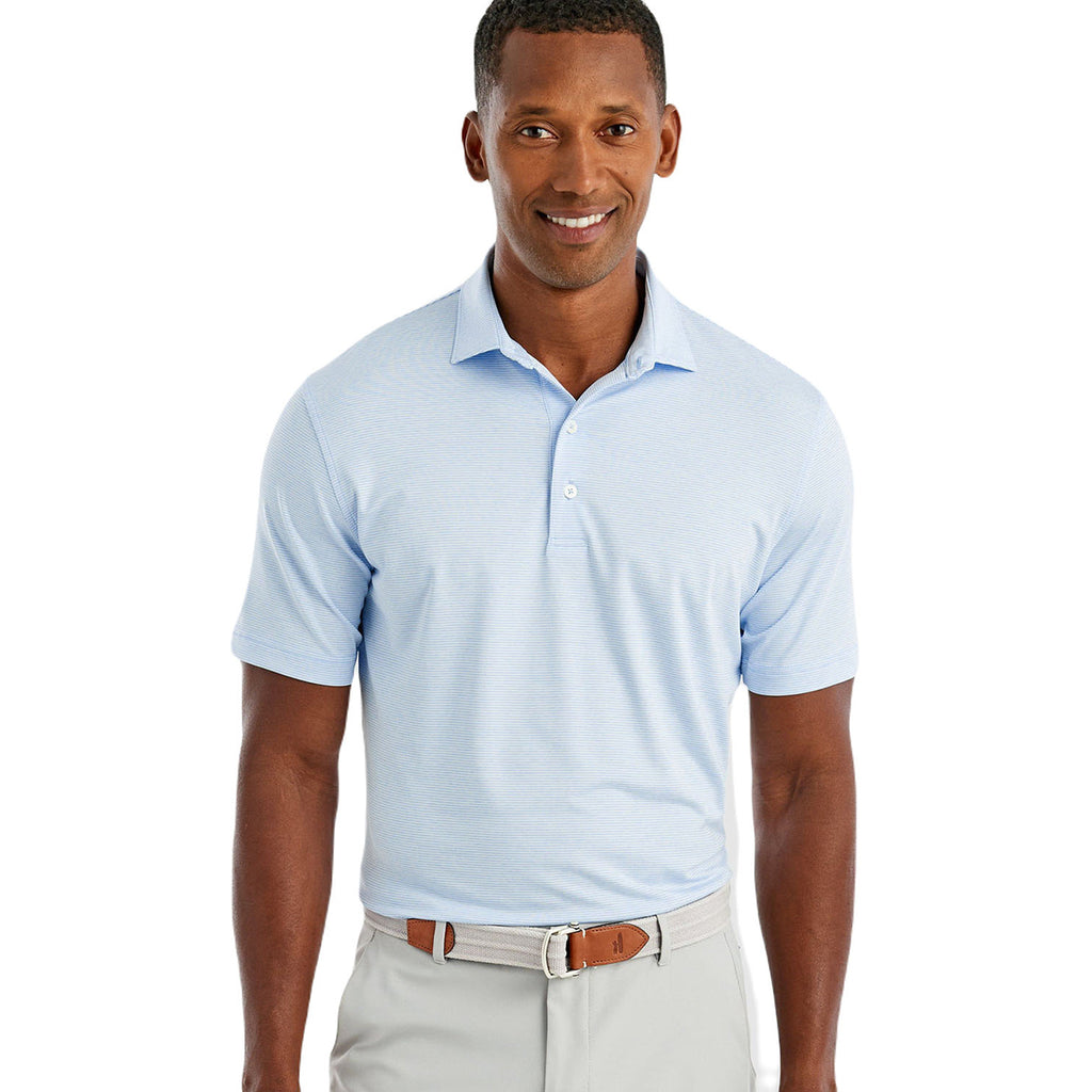 Johnnie-O Men's Gulf Blue Lyndon Striped Jersey Performance Polo