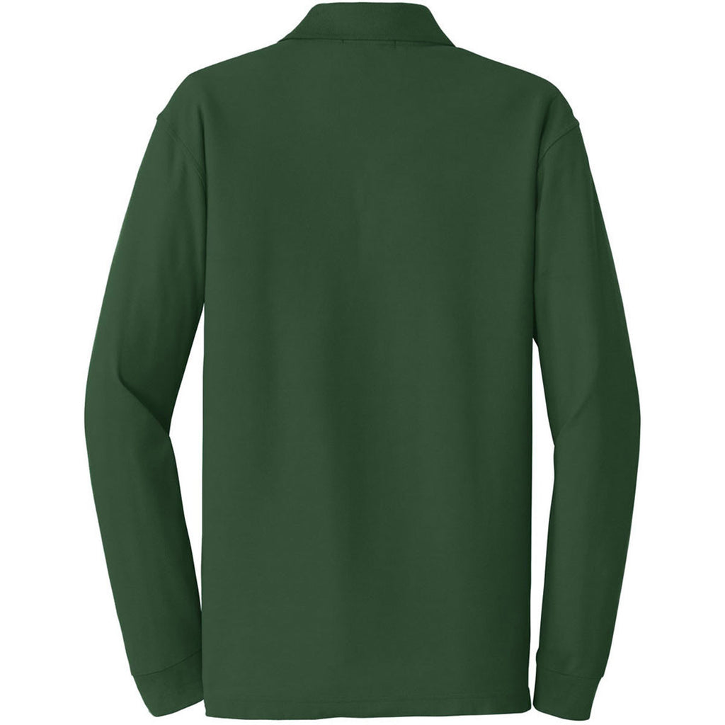 Port Authority Men's Deep Forest Green Long Sleeve Core Classic Pique Polo