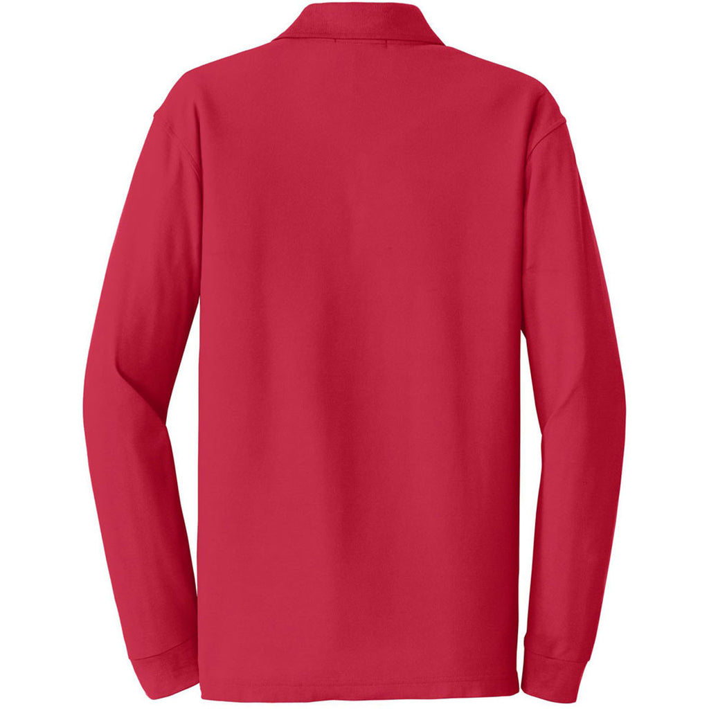 Port Authority Men's Rich Red Long Sleeve Core Classic Pique Polo