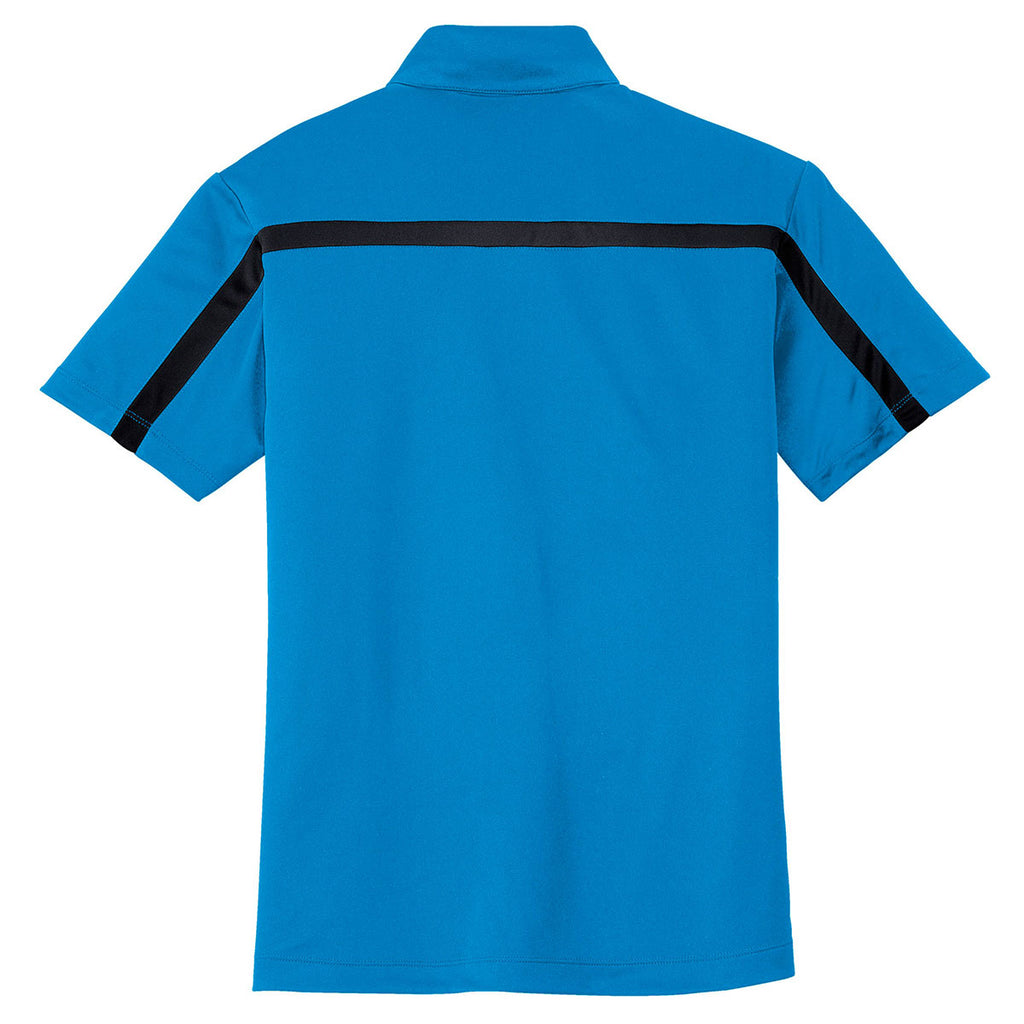 Port Authority Men's Brilliant Blue/Black Silk Touch Performance Colorblock Stripe Polo