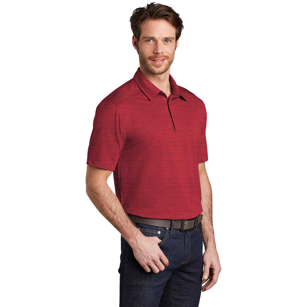 Port Authority Men's Red/Black Stretch Heather Polo