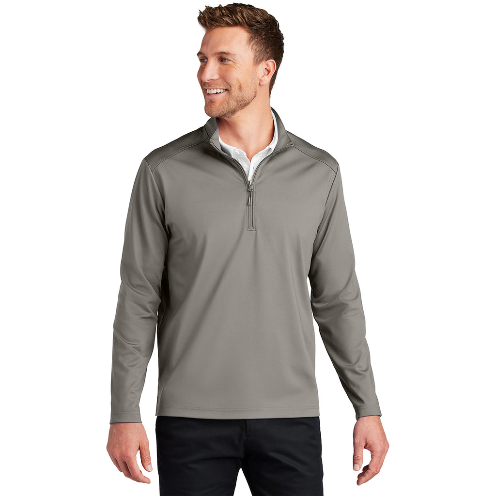 Port Authority Men's Smoke Grey C-FREE Double Knit 1/4-Zip