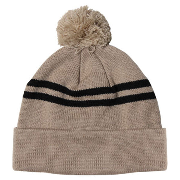 AHEAD Khaki/Black Toque Multi-Stripe With Pom