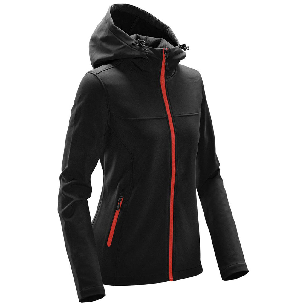 Stormtech Women's Black/Bright Red Orbiter Softshell Hoody