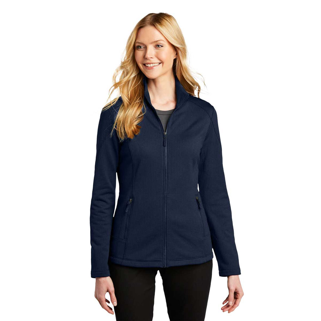 Port Authority Women's River Blue Navy Grid Fleece Jacket