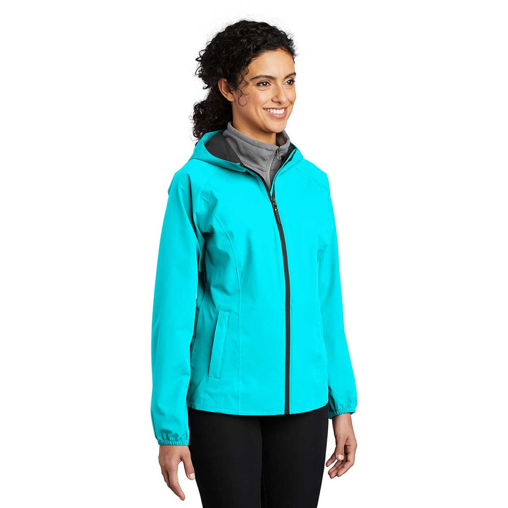 Port Authority Women's Light Cyan Blue Essential Rain Jacket