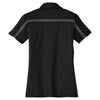 Port Authority Women's Black/Steel Grey Silk Touch Performance Colorblock Stripe Polo