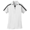 Port Authority Women's White/Black Silk Touch Performance Colorblock Stripe Polo