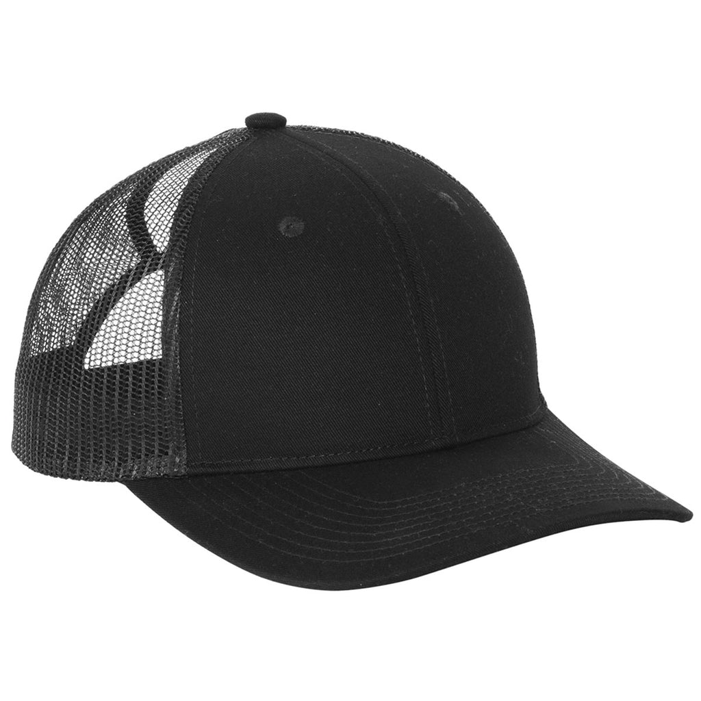 Port Authority Women's Black Snapback Ponytail Trucker Cap