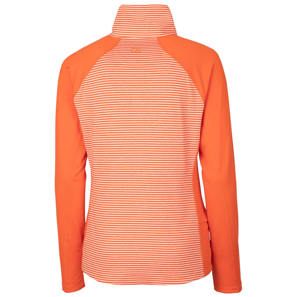 Cutter & Buck Women's College Orange Forge Tonal Stripe Half Zip