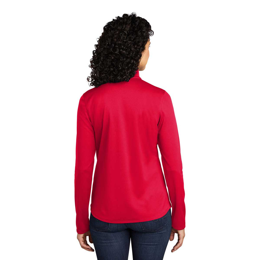 Port Authority Women's Red/Black Silk Touch Performance Quarter Zip