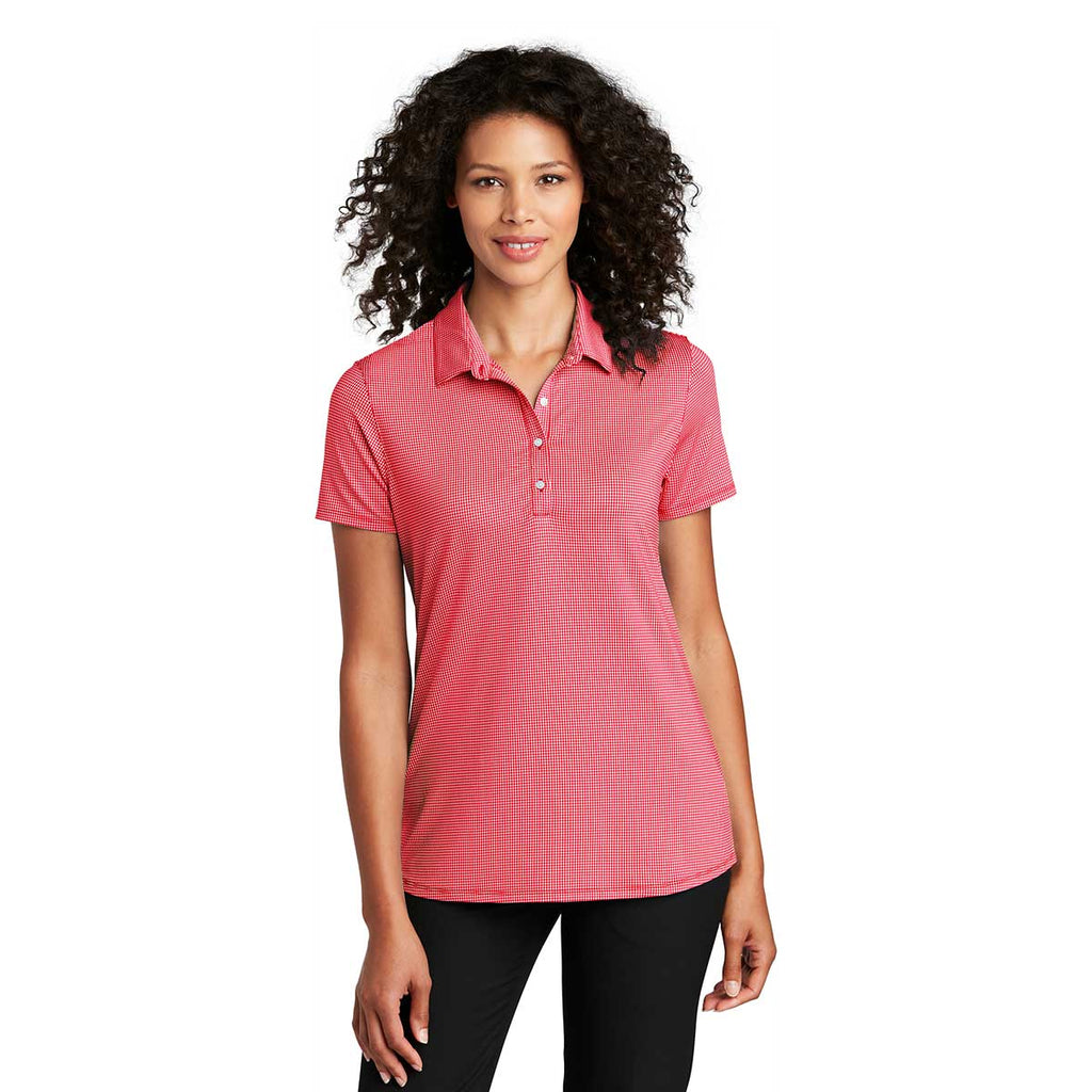 Port Authority Women's Rich Red/White Gingham Polo