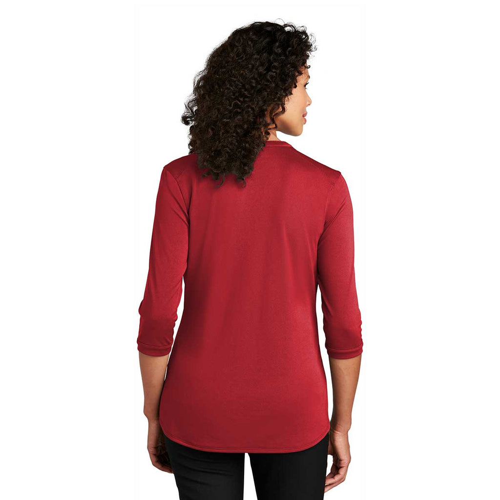 Port Authority Women's Rich Red UV Choice Pique Henley