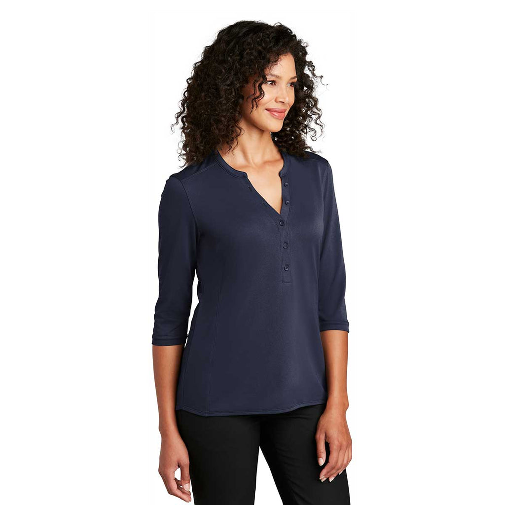 Port Authority Women's True Navy UV Choice Pique Henley