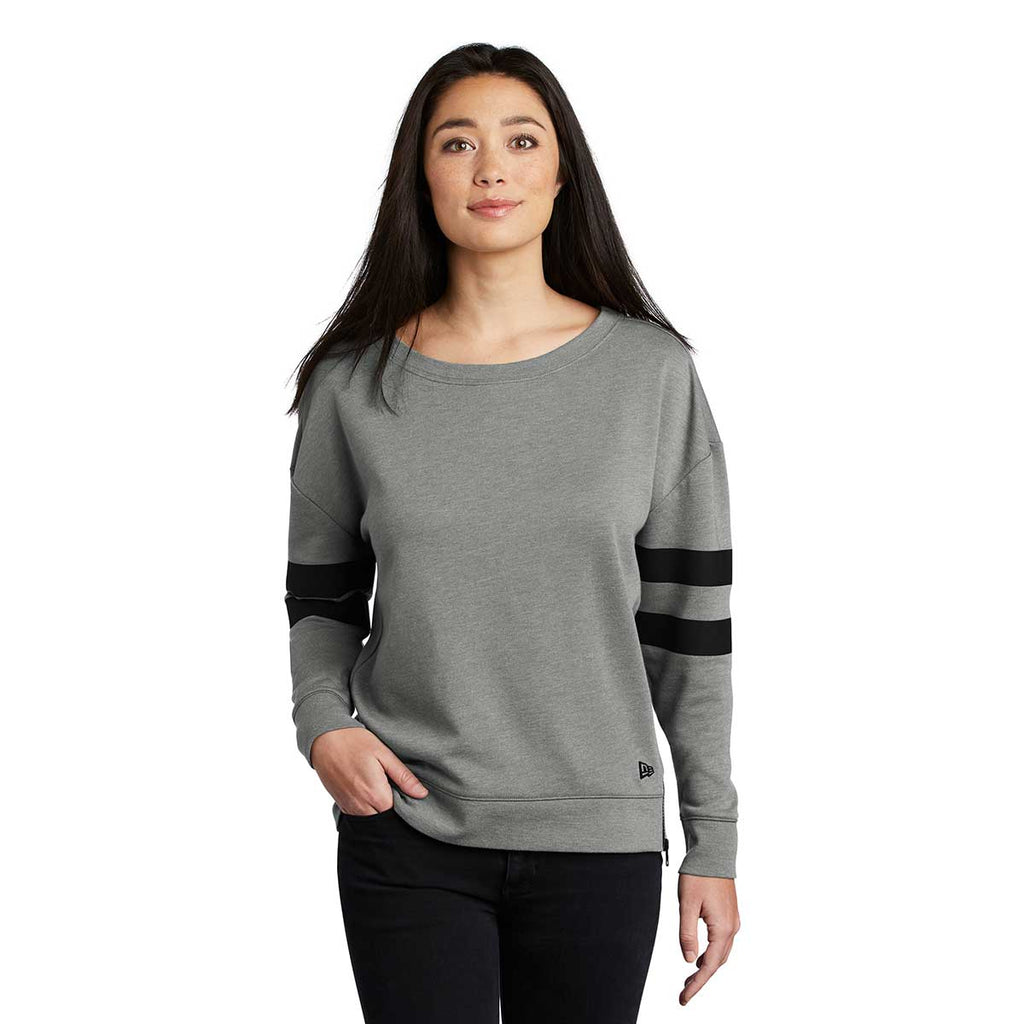 New Era Women's Shadow Grey Heather Tri-Blend Fleece Varsity Crew