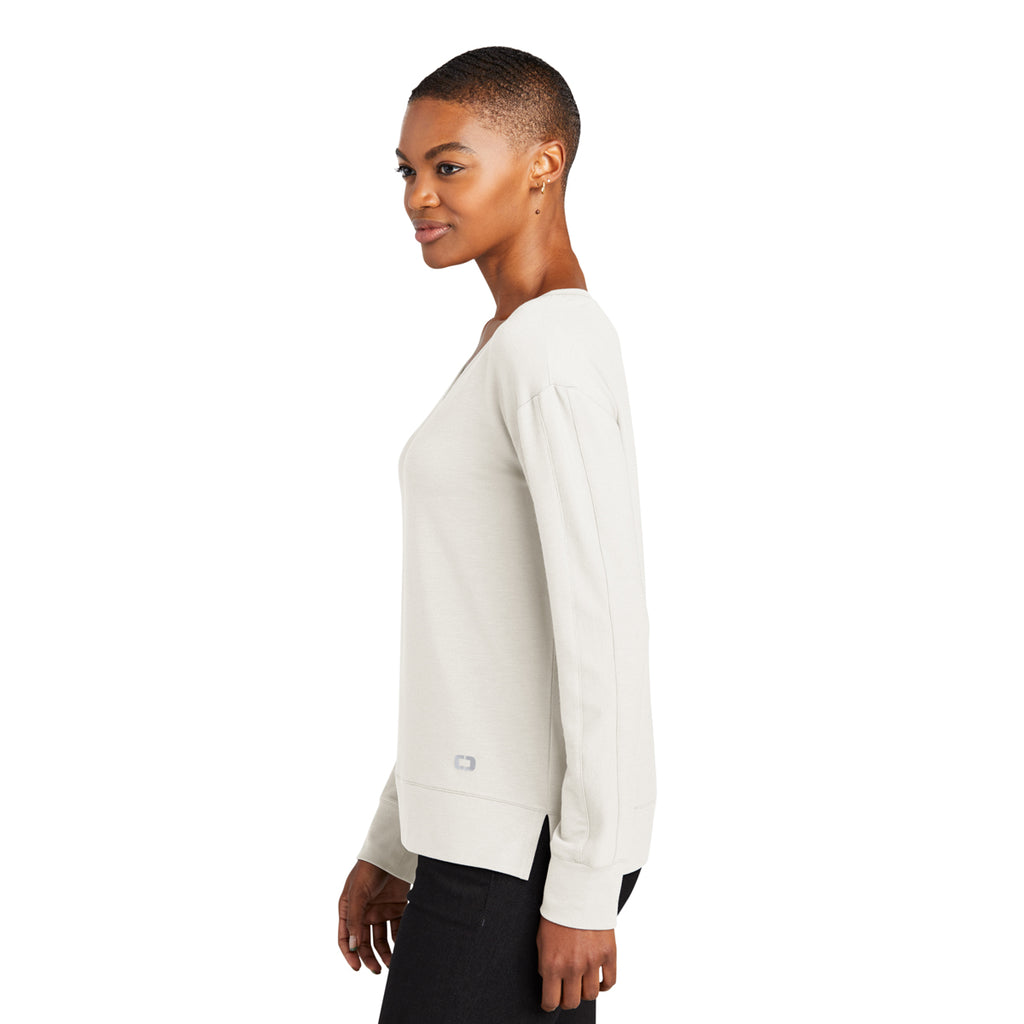 OGIO Women's Ivory Snow Luuma Flex Long Sleeve V-Neck