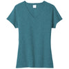 Port & Company Women's Vivid Teal Heather Tri-Blend V-Neck Tee