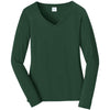 Port & Company Women's Forest Green Long Sleeve Fan Favorite V-Neck Tee