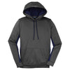 Sport-Tek Women's Dark Smoke Grey/Navy Sport-Wick Fleece Colorblock Hooded Pullover