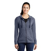 Sport-Tek Women's True Navy Heather PosiCharge Tri-Blend Wicking Fleece Full-Zip