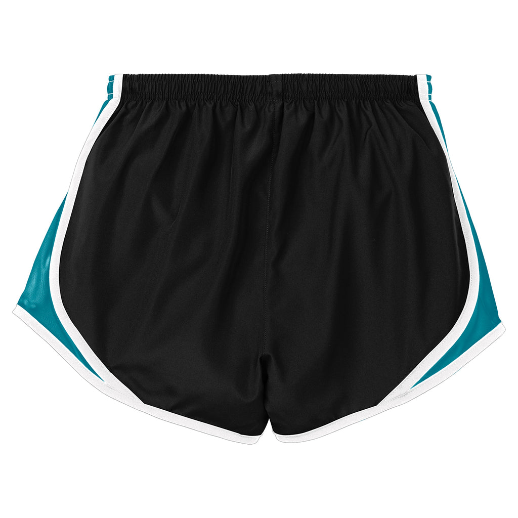 Sport-Tek Women's Black/Tropic Blue/White Cadence Short