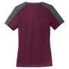 Sport-Tek Women's Maroon/ Iron Grey PosiCharge Competitor Sleeve-Blocked V-Neck Tee