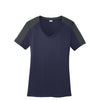 Sport-Tek Women's True Navy/ Iron Grey PosiCharge Competitor Sleeve-Blocked V-Neck Tee