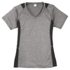 Sport-Tek Women's Vintage Heather/Black Heather Colorblock Contender V-Neck Tee