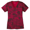 Sport-Tek Women's Deep Red CamoHex V-Neck Tee