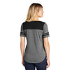 Sport-Tek Women's Black Triad Solid/Dark Grey Heather PosiCharge Tri-Blend Wicking Fan Tee