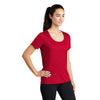 Sport-Tek Women's True Red Posi-UV Pro Scoop Neck Tee