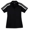Sport-Tek Women's Black/Iron Grey/White Tricolor Shoulder Micropique Sport-Wick Polo
