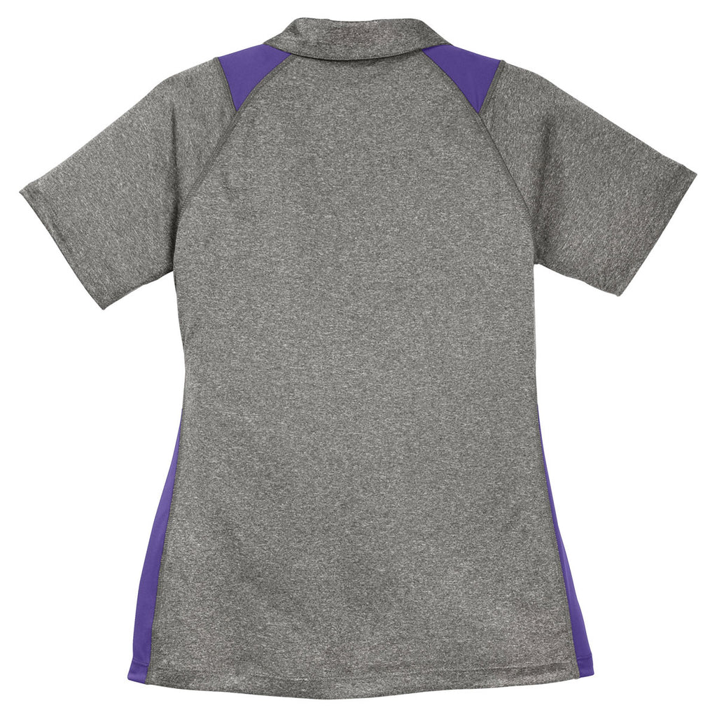 Sport-Tek Women's Vintage Heather/Purple Heather Colorblock Contender Polo