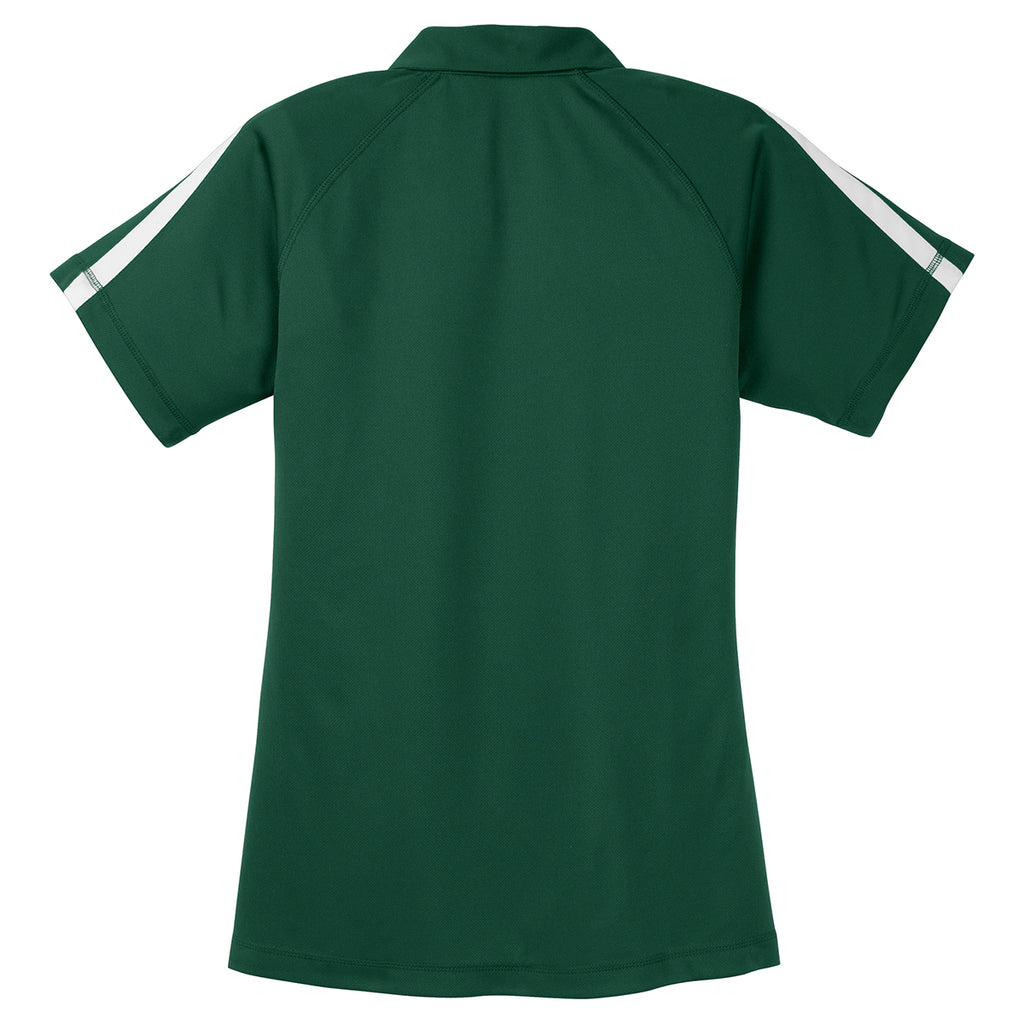 Sport-Tek Women's Forest Green/White PosiCharge Micro-Mesh Colorblock Polo