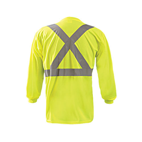 OccuNomix Men's Yellow Long Sleeve Wicking Birdseye X Back T-Shirt