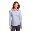 Port Authority Women's Oxford Blue/White SuperPro Oxford Stripe Shirt