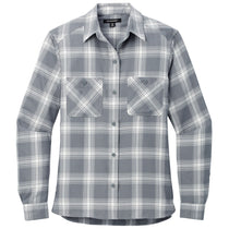 Port Authority Women's Grey/Cream Open Plaid Plaid Flannel Shirt