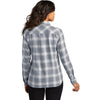 Port Authority Women's Grey/Cream Open Plaid Plaid Flannel Shirt