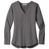 Port Authority Women's Sterling Grey Long Sleeve Button-Front Blouse